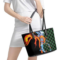 Japanese Asanoha Pattern Leather Tote Bag Sun Flame Slayer Dragon Hinokami Kagura Spirit - Polynesian Pride