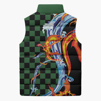 Japanese Asanoha Pattern Sleeveless Puffer Jacket Sun Flame Slayer Dragon Hinokami Kagura Spirit - Polynesian Pride