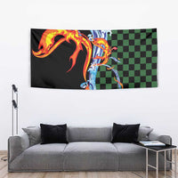 Japanese Asanoha Pattern Tapestry Sun Flame Slayer Dragon Hinokami Kagura Spirit - Polynesian Pride