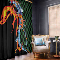 Japanese Asanoha Pattern Window Curtain Sun Flame Slayer Dragon Hinokami Kagura Spirit - Polynesian Pride