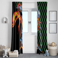 Japanese Asanoha Pattern Window Curtain Sun Flame Slayer Dragon Hinokami Kagura Spirit - Polynesian Pride