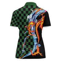 Japanese Asanoha Pattern Women Polo Shirt Sun Flame Slayer Dragon Hinokami Kagura Spirit LT9 - Polynesian Pride