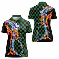 Japanese Asanoha Pattern Women Polo Shirt Sun Flame Slayer Dragon Hinokami Kagura Spirit LT9 - Polynesian Pride