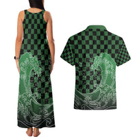 Japanese Asanoha Pattern Couples Matching Tank Maxi Dress and Hawaiian Shirt Water Breathing Slayer Dragon - Polynesian Pride