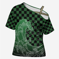 Japanese Asanoha Pattern Cross Shoulder Shirt Water Breathing Slayer Dragon - Polynesian Pride