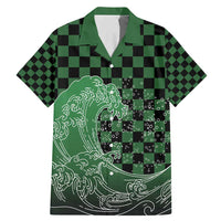 Japanese Asanoha Pattern Family Matching Mermaid Dress and Hawaiian Shirt Water Breathing Slayer Dragon LT9 Dad's Shirt - Short Sleeve Green - Polynesian Pride