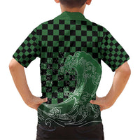 Japanese Asanoha Pattern Family Matching Short Sleeve Bodycon Dress and Hawaiian Shirt Water Breathing Slayer Dragon LT9 - Polynesian Pride