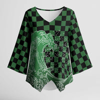 Japanese Asanoha Pattern Kimono Sleeve Blouse Water Breathing Slayer Dragon - Polynesian Pride