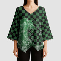 Japanese Asanoha Pattern Kimono Sleeve Blouse Water Breathing Slayer Dragon - Polynesian Pride