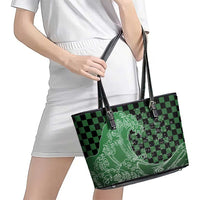 Japanese Asanoha Pattern Leather Tote Bag Water Breathing Slayer Dragon - Polynesian Pride