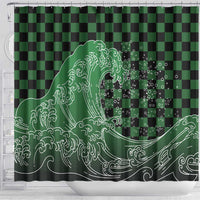 Japanese Asanoha Pattern Shower Curtain Water Breathing Slayer Dragon - Polynesian Pride