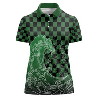 Japanese Asanoha Pattern Women Polo Shirt Water Breathing Slayer Dragon LT9 Female Green - Polynesian Pride