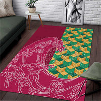 Japanese Bishamon-Kikkou Pattern Area Rug Water Pillar Silent River Flow - Polynesian Pride