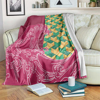 Japanese Bishamon-Kikkou Pattern Blanket Water Pillar Silent River Flow - Polynesian Pride