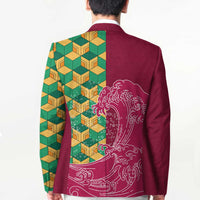 Japanese Bishamon-Kikkou Pattern Blazer Water Pillar Silent River Flow - Polynesian Pride