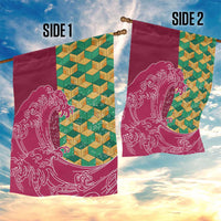 Japanese Bishamon-Kikkou Pattern Garden Flag Water Pillar Silent River Flow - Polynesian Pride