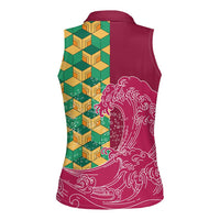 Japanese Bishamon-Kikkou Pattern Women Sleeveless Polo Shirt Water Pillar Silent River Flow LT9 - Polynesian Pride
