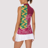 Japanese Bishamon-Kikkou Pattern Women Sleeveless Polo Shirt Water Pillar Silent River Flow LT9 - Polynesian Pride