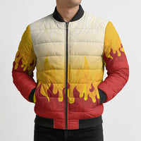 Japanese Kaen Pattern Bomber Puffer Jacket Flame Pillar Blazing Lion Heart - Polynesian Pride