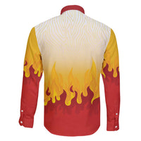 Japanese Kaen Pattern Family Matching Off Shoulder Short Dress and Hawaiian Shirt Flame Pillar Blazing Lion Heart - Polynesian Pride