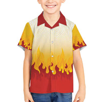 Japanese Kaen Pattern Family Matching Short Sleeve Bodycon Dress and Hawaiian Shirt Flame Pillar Blazing Lion Heart LT9 Son's Shirt Red - Polynesian Pride