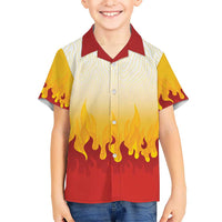 Japanese Kaen Pattern Hawaiian Shirt Flame Pillar Blazing Lion Heart - Polynesian Pride