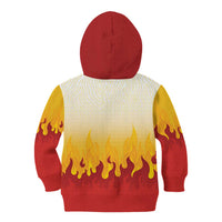 Japanese Kaen Pattern Kid Hoodie Flame Pillar Blazing Lion Heart - Polynesian Pride