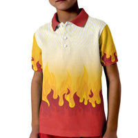 Japanese Kaen Pattern Kid Polo Shirt Flame Pillar Blazing Lion Heart - Polynesian Pride