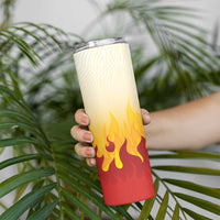 Japanese Kaen Pattern Skinny Tumbler Flame Pillar Blazing Lion Heart - Polynesian Pride