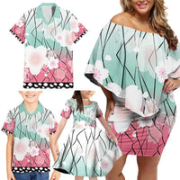 Japanese Kocho Pattern Family Matching Off Shoulder Short Dress and Hawaiian Shirt Insect Pillar Butterfly Flower Fairy - Polynesian Pride