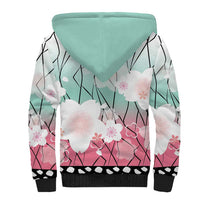 Japanese Kocho Pattern Sherpa Hoodie Insect Pillar Butterfly Flower Fairy - Polynesian Pride