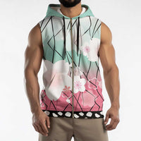 Japanese Kocho Pattern Sleeveless Zip Hoodie Insect Pillar Butterfly Flower Fairy - Polynesian Pride