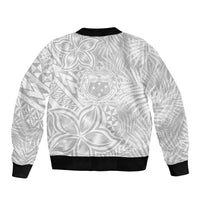 Personalised Samoa Lotu Tamait Bomber Jacket Tropical Plant White Sunday With Polynesia Pattern LT9 - Polynesian Pride