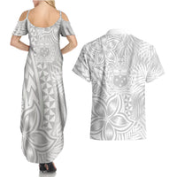 Personalised Samoa Lotu Tamait Couples Matching Summer Maxi Dress and Hawaiian Shirt Tropical Plant White Sunday With Polynesia Pattern LT9 - Polynesian Pride