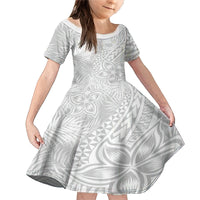 Personalised Samoa Lotu Tamait Family Matching Mermaid Dress and Hawaiian Shirt Tropical Plant White Sunday With Polynesia Pattern LT9 Daughter's Dress White - Polynesian Pride