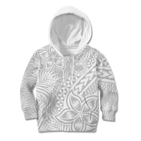 Personalised Samoa Lotu Tamait Kid Hoodie Tropical Plant White Sunday With Polynesia Pattern LT9 Hoodie White - Polynesian Pride
