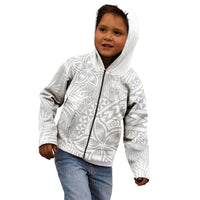 Personalised Samoa Lotu Tamait Kid Hoodie Tropical Plant White Sunday With Polynesia Pattern LT9 - Polynesian Pride