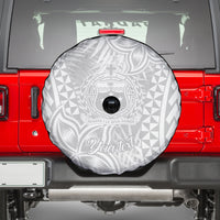Personalised Samoa Lotu Tamait Spare Tire Cover Tropical Plant White Sunday With Polynesia Pattern LT9 - Polynesian Pride
