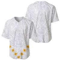Tonga White Sunday Baseball Jersey Polynesian Plumeria Tribal Simple LT9 - Polynesian Pride