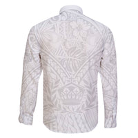 Tonga White Sunday Family Matching Short Sleeve Bodycon Dress and Hawaiian Shirt Polynesian Plumeria Tribal Simple LT9 - Polynesian Pride