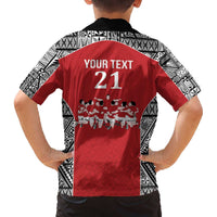 Custom Tonga Rugby Mate Ma'a Family Matching Off The Shoulder Long Sleeve Dress and Hawaiian Shirt Tonga XIII Make History Pacific Champions LT9 - Polynesian Pride