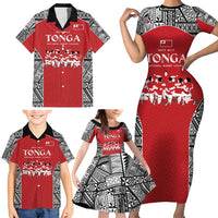 Custom Tonga Rugby Mate Ma'a Family Matching Short Sleeve Bodycon Dress and Hawaiian Shirt Tonga XIII Make History Pacific Champions LT9 - Polynesian Pride