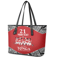 Custom Tonga Rugby Mate Ma'a Leather Tote Bag Tonga XIII Make History Pacific Champions
