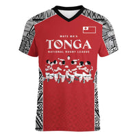 Custom Tonga Rugby Mate Ma'a Women V-Neck T-Shirt Tonga XIII Make History Pacific Champions LT9 Female Red - Polynesian Pride