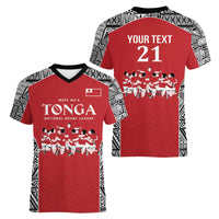 Custom Tonga Rugby Mate Ma'a Women V-Neck T-Shirt Tonga XIII Make History Pacific Champions LT9 - Polynesian Pride