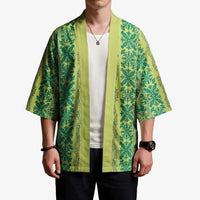 Hawaii Lei with Tribal Quilt Motif Kimono - Polynesian Pride