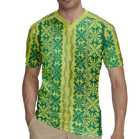 Hawaii Lei with Tribal Quilt Motif Rugby Jersey