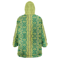 Hawaii Lei with Tribal Quilt Motif Wearable Blanket Hoodie