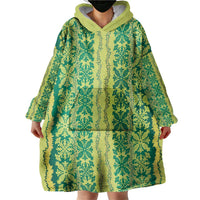 Hawaii Lei with Tribal Quilt Motif Wearable Blanket Hoodie