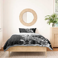 New Zealand Rugby Warrior Custom Bedding Set Black Fern Taniko Motif